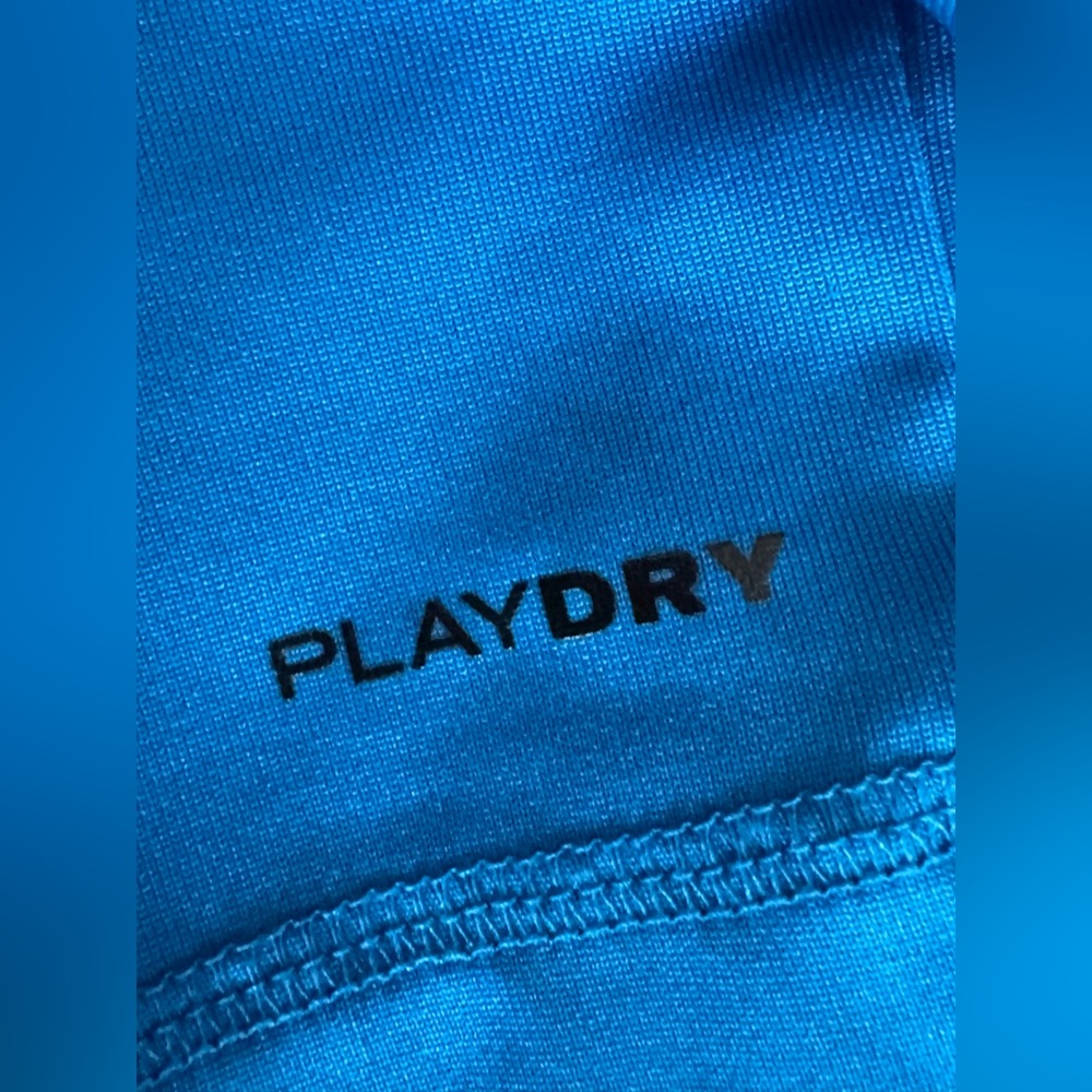 Reebok Vibrant Blue Playdry Quarter-Zip long sleeve shirt Medium EUC - Picture 6 of 6
